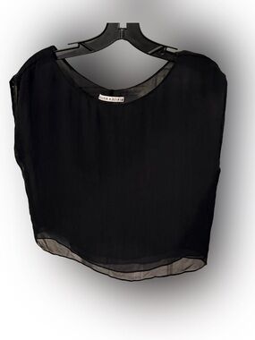 Alice + Olivia 100% Silk Cap Sleeve Cropped Double Layer Blouse Top Sz M